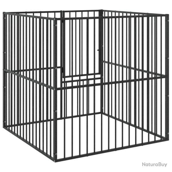 Parc pour chien 4 panneaux acier galvanis� noir 02_0043639