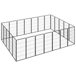 Parc pour chien 24 panneaux 50 x 100cm acier enduit de poudre noir 02_0043622