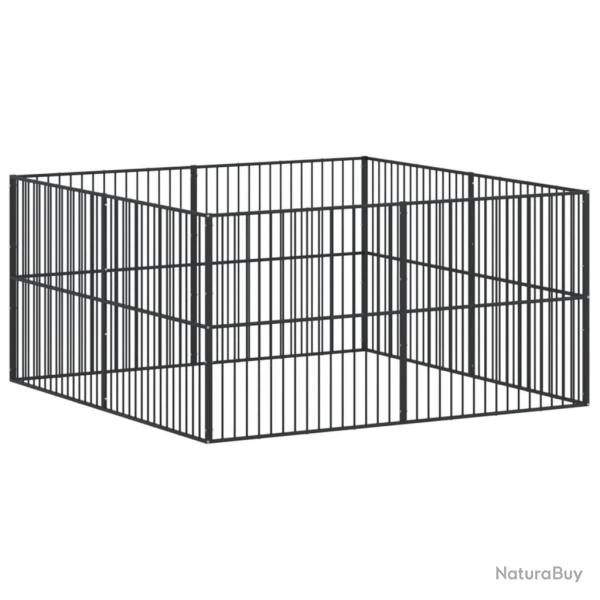 Parc pour chien 8 panneaux acier galvanis� noir 02_0043651