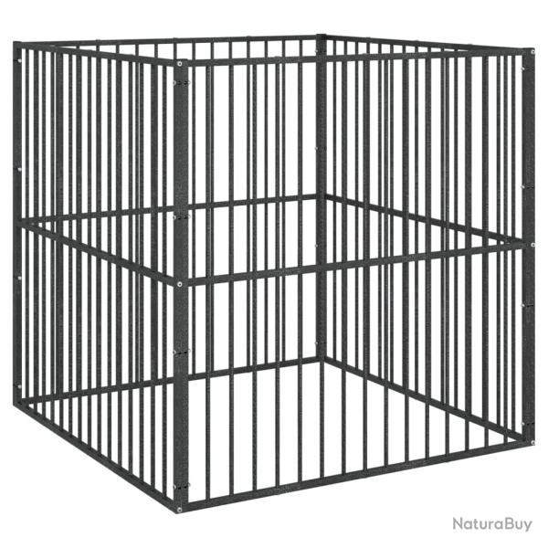 Parc pour chien 4 panneaux acier galvanis� noir 02_0043640