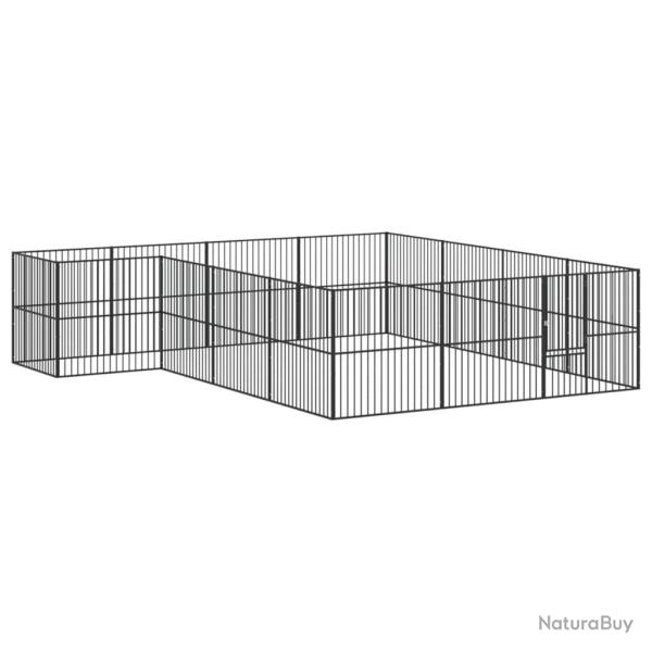 Parc pour chien 16 panneaux acier galvanis� noir 02_0043608