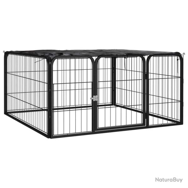 Parc pour chien 4 panneaux 100 x 50cm acier enduit de poudre noir 02_0043636