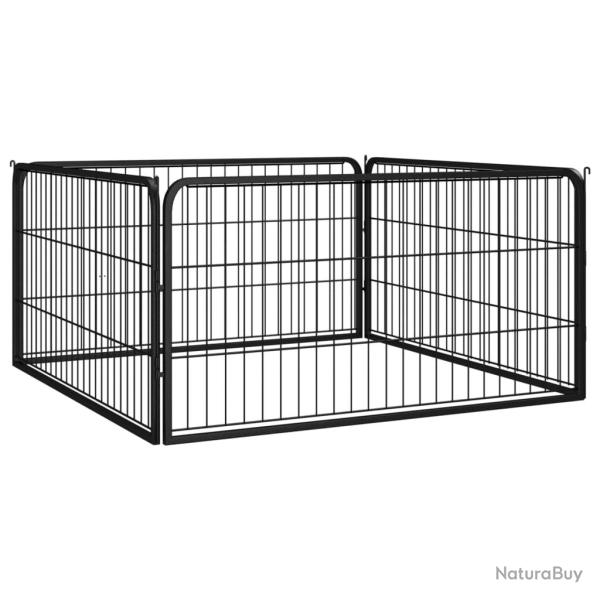 Parc pour chien 4 panneaux 100 x 50cm acier enduit de poudre noir 02_0043637