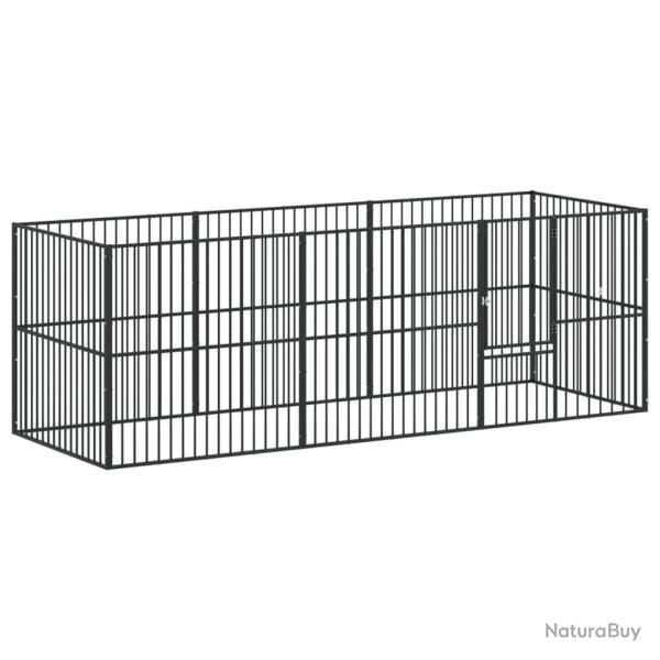 Parc pour chien 8 panneaux acier galvanis� noir 02_0043652