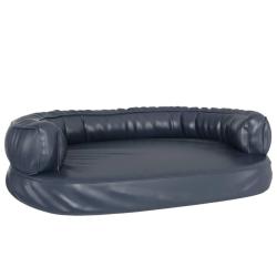 Lit pour chien panier canap&eacute; confortable ergonomique mousse fonc&eacute; 88 x 65cm Similicuir Bleu 02_0043