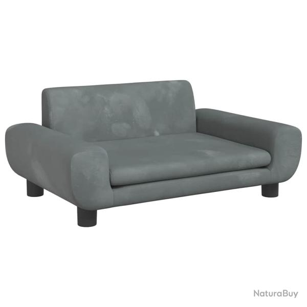 Lit pour chien panier canap� confortable fonc� 70 x 45 x 33 cm velours gris 02_0043176