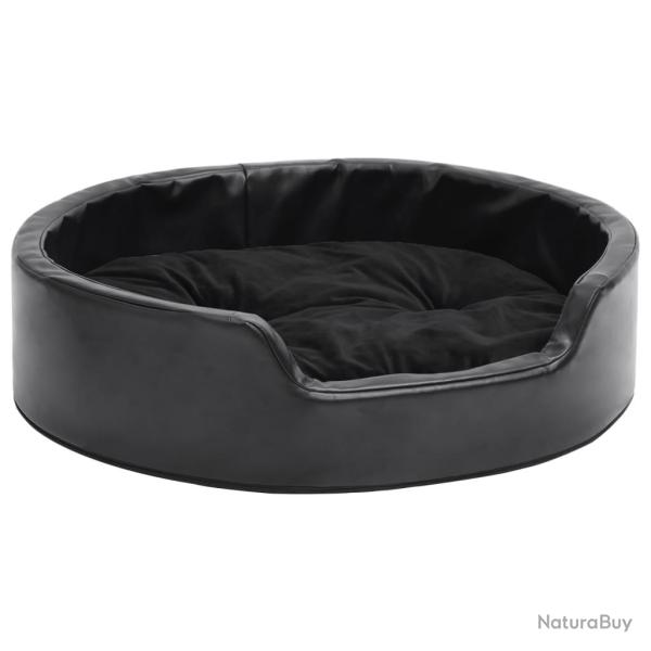Lit pour chiens 69 x 59 x 19 cm Peluche et similicuir noir 02_0043213