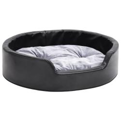 Lit pour chiens et 69 x 59 x 19 cm Peluche et similicuir noir 02_0043225
