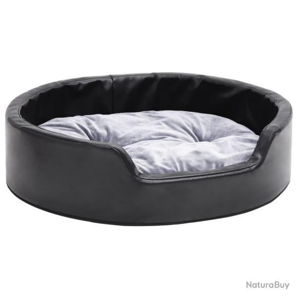 Lit pour chiens et 69 x 59 x 19 cm Peluche et similicuir noir 02_0043225