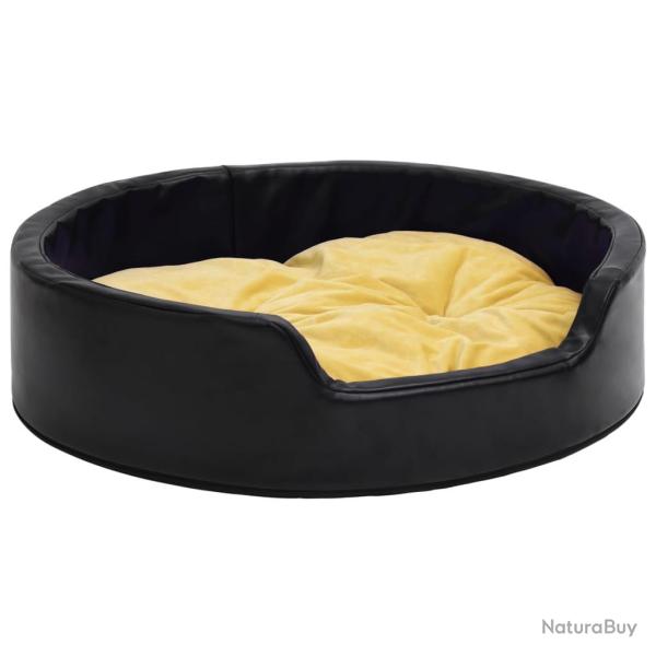 Lit pour chiens et jaune 99 x 89 x 21 cm Peluche et similicuir noir 02_0043237