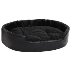 Lit pour chiens 90 x 79 x 20 cm Peluche et similicuir noir 02_0043219