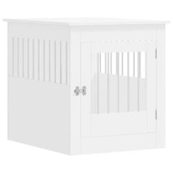Meuble de cage pour chiens 64,5 x 80 x 71cm bois d'ing&eacute;nierie blanc 02_0043367