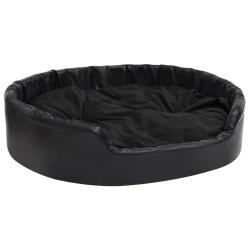 Lit pour chiens 99 x 89 x 21 cm Peluche et similicuir noir 02_0043221