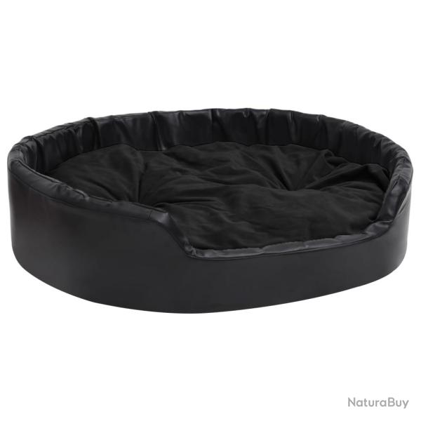 Lit pour chiens 99 x 89 x 21 cm Peluche et similicuir noir 02_0043221