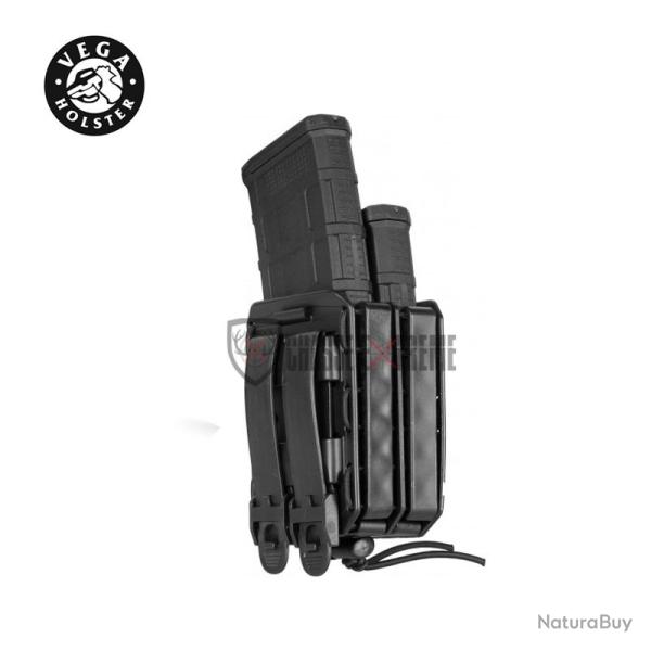Porte-Chargeur VEGA Double Bungy 8bl pour M4/Ar15 Noir