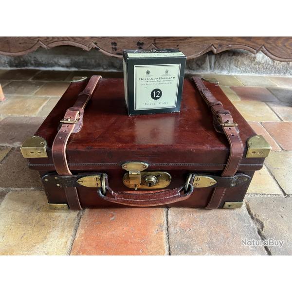 VALISE A CARTOUCHES ANGLAISE CUIR et FUT CHENE