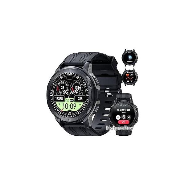 Montre Connecte AMOLED Homme Femme cran HD pouces Appels Bluetooth  Sport et Sant tanche Noir