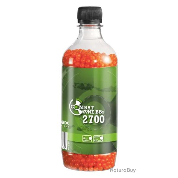 BILLES BBS 6MM "COMBAT ZONE" ORANGE 0.12G BOUTEILLE X2700