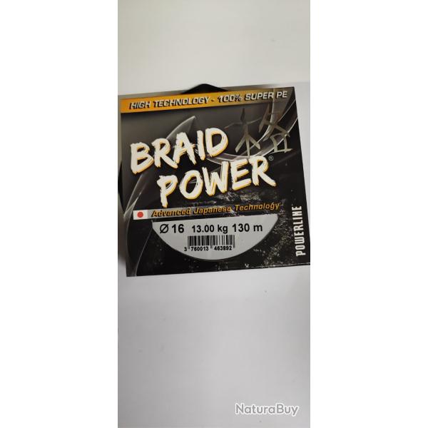 TRESSE POWERLINE BRAID POWER 130M - 16� - 13 KG - NEUF