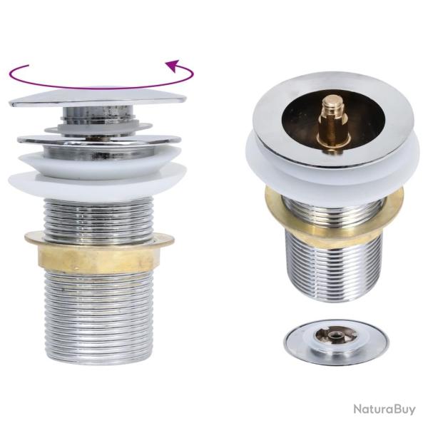 Drain � poussoir sans d�bordement Chrome 6,4x6,4x9,1 cm