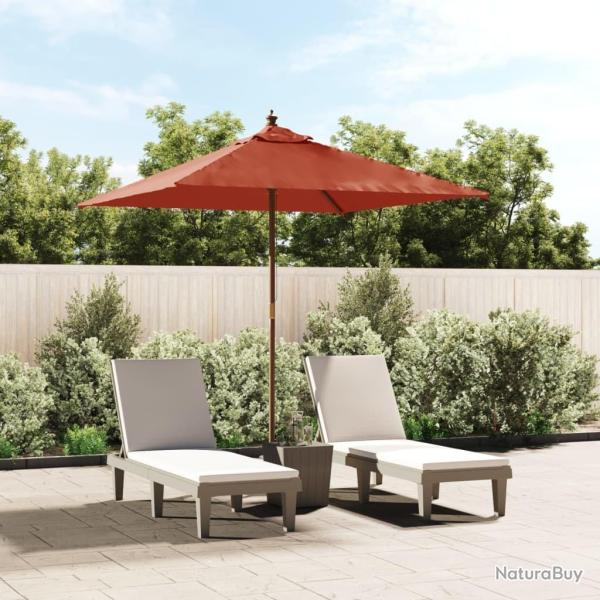 Parasol de jardin avec m�t en bois terre cuite 198x198x231 cm
