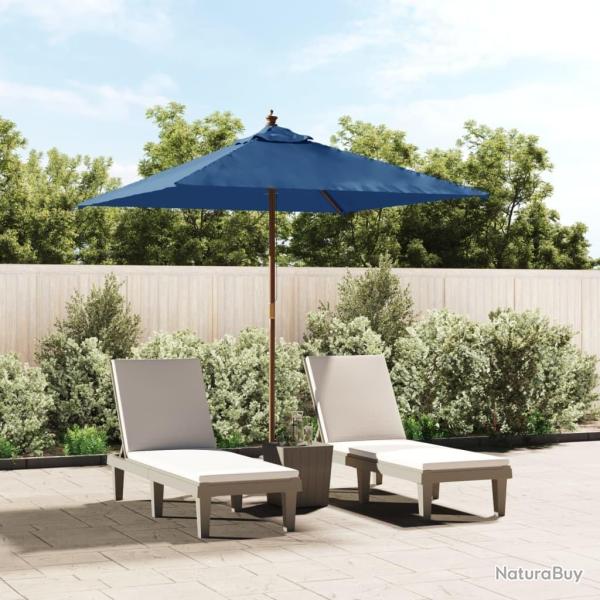 Parasol de jardin avec m�t en bois bleu azur� 198x198x231 cm
