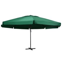 Parasol de jardin avec m&acirc;t en aluminium 600 cm vert