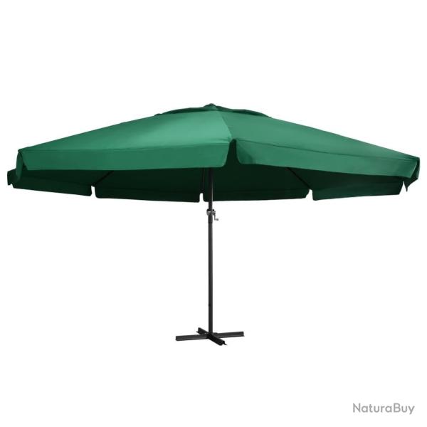 Parasol de jardin avec mt en aluminium 600 cm vert