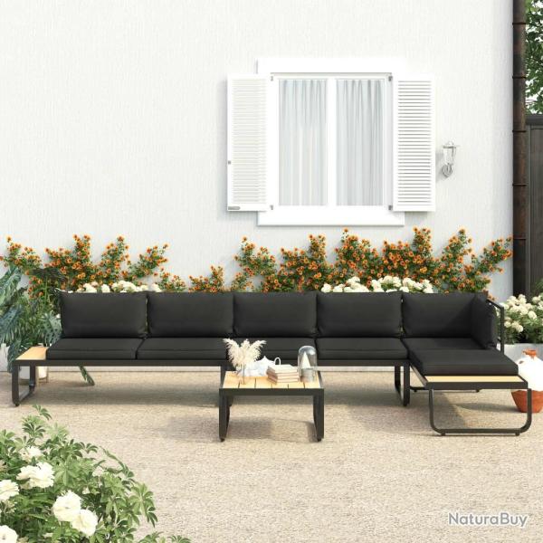 Canap�s d'angle de jardin 4 pcs et coussins Aluminium et WPC