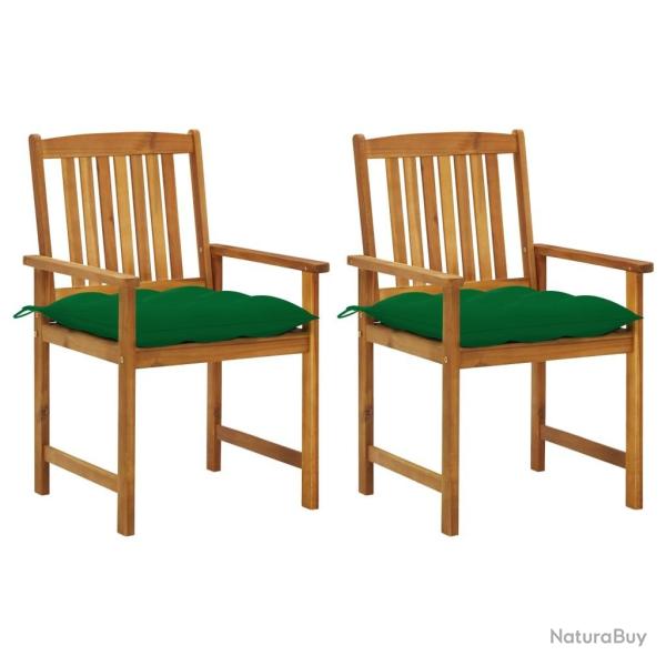 Chaises de jardin avec coussins lot de 2 Bois d'acacia massif