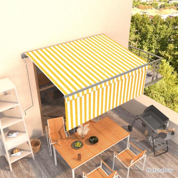 Auvent r�tractable automatique avec store 3x2,5m Jaune et blanc