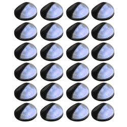 Lampes solaires murales &agrave; LED d'ext&eacute;rieur 24 pcs Rond Noir