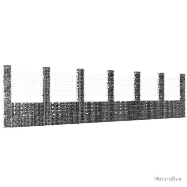 Panier de gabion en forme de U avec 7 poteaux Fer 740x20x200 cm