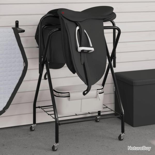 Porte-selle pliable autoportant noir fer