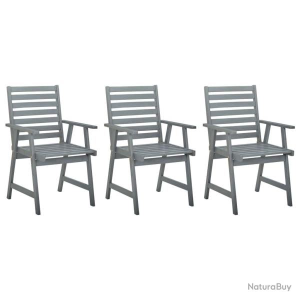 Chaises  manger d'extrieur lot de 3 Gris Bois d'acacia