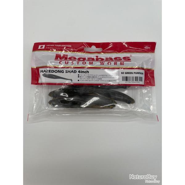 Leurre souple Megabass Hazedong Shad slim tail green pumpkin 4"