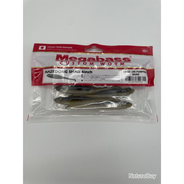 Leurre souple Megabass Hazedong Shad slim tail green pumpkin shad 4"