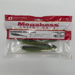 Leurre souple Megabass Hazedong Shad slim tail green pumpkin chart 4"