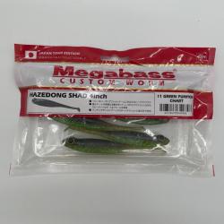 Leurre souple Megabass Hazedong Shad slim tail green pumpkin chart 4"
