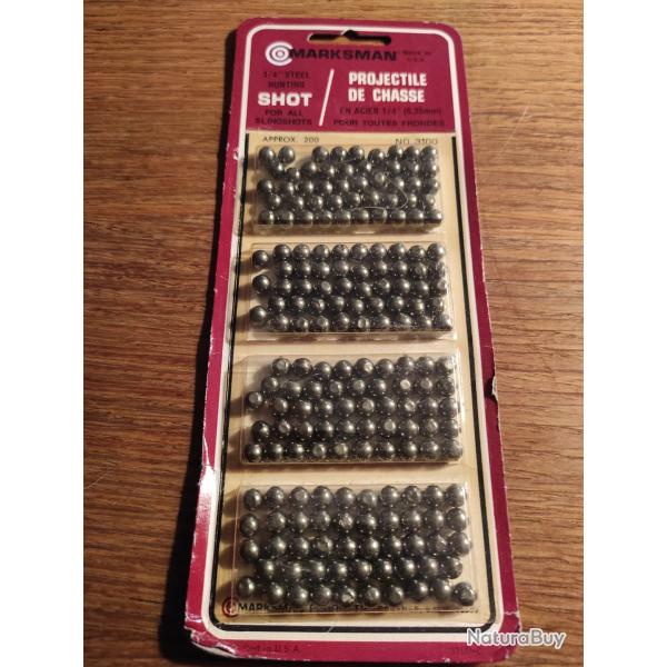 Billes acier 1/4 6.35 mm pour fronde lance pierre  marksman