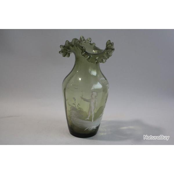 Vase verre �maill� Mary Gregory