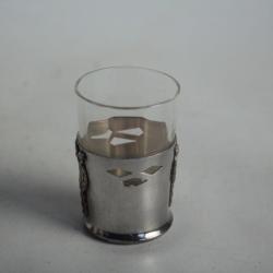 Verre à liqueur cristal et métal argenté