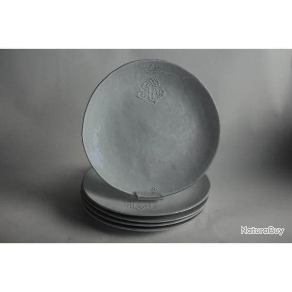 5 Assiettes Henri IV fa�ence Niderviller