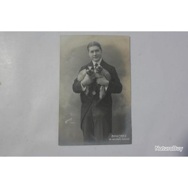 Carte photo Bouchez et ses Chats Siamois Warsa Paris