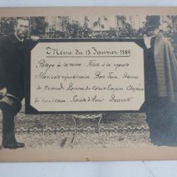 Ancien Menu Manuscrit Photomontage 1889