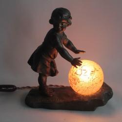 Veilleuse régule Petite fille A. J. Scotte Art Nouveau