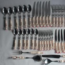 Service 40 couverts corne sculptée Oiseau S&S Haddad Jezzine Liban