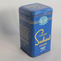 Boite chocolat cacao tôle lithographiée bleue SUCHARD