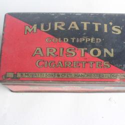 Boîte à Cigarettes tôle Muratti's Ariston gold tipped