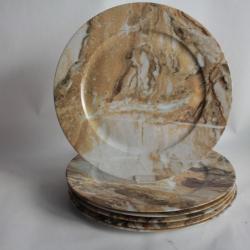 6 Assiettes porcelaine Limoges imitation Marbre
